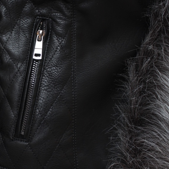 Ladies Contemporary Fit Faux Fur Pleather Jacket - Picture 5 of 5